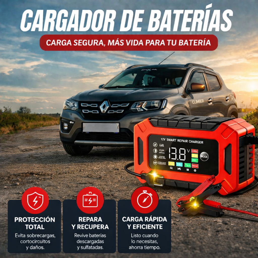 Cargador Inteligente – Vuelve a Arrancar en Minutos