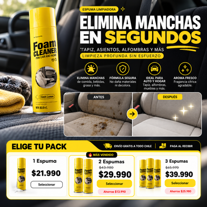 Foam Cleaner Multiuso – Limpiador en Espuma para Auto y Hogar